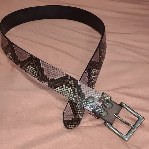 Handmade Real Python Pink & Brown Snakeskin Italian Leather Belt (Any Size) Exotic Python Snake Skin Leather Belt: Natural Pattern Dress  main image 3